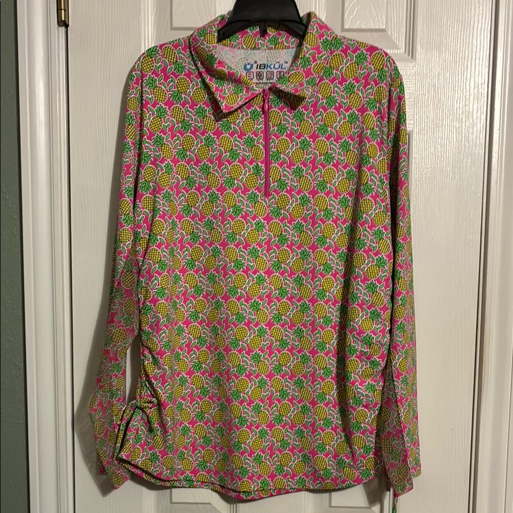 IBKUL Pineapple Print Long Sleeve Top